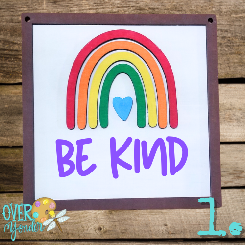 "Be Kind" Rainbow Square